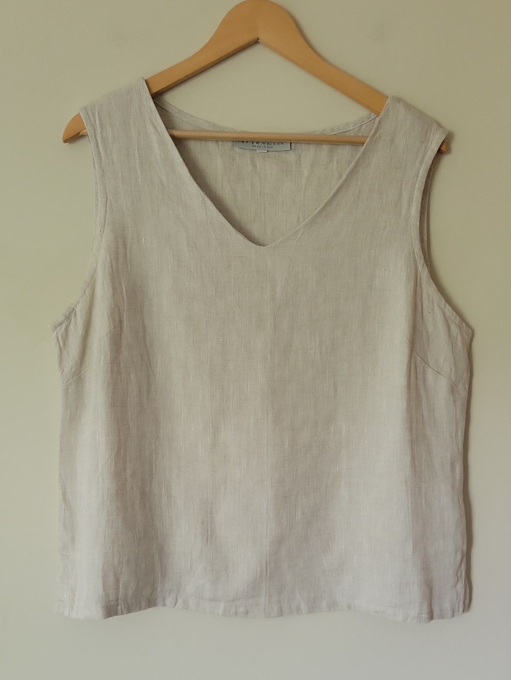 Bryn Walker Women's Natural Linen V-neck Sleeveless Tank Top Size Large